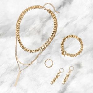 Gold Tone Chain Link Jewelry Set
